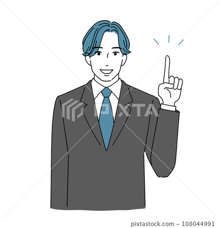 A refreshing young office worker pointing with a smile A refreshing young office worker pointing with a smile 108044991
