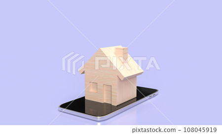 The house on mobile for smart home concept 3d rendering The house on mobile for smart home concept 3d rendering 108045919