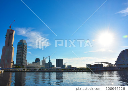 Seaside cityscape lined with office buildings and high-rise apartments Seaside cityscape lined with office buildings and high-rise apartments 108046226