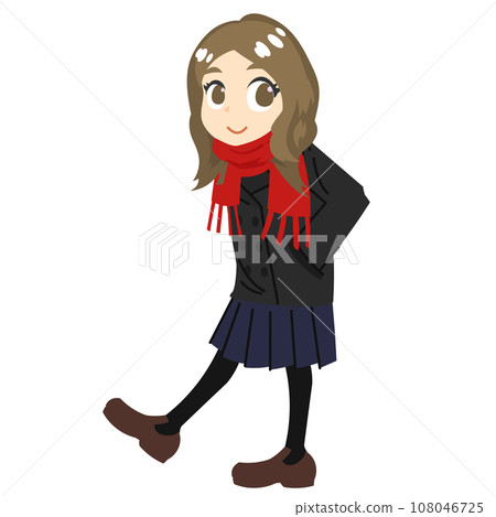 A female student wearing a muffler and coat 108046725