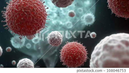 virus in a human blood cell, virus in a human blood cell, 108046753