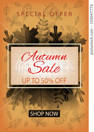 Autumn Sale glued paper with wrinkles effect realistic, poster 108047778