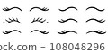 Closed eye with eyelashes cute vector icon set for cartoon character illustration. 108048296