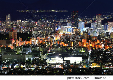 [Hiroshima Prefecture] Night view of Hiroshima seen from Mt. Kogane 108048608