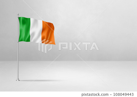 Irish flag isolated on white concrete wall background 108049443