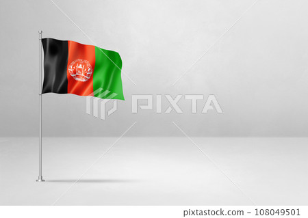 Afghan flag isolated on white concrete wall 108049501