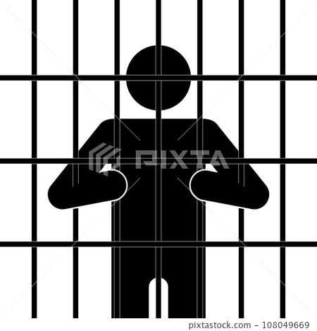 Stick figure imprisonment, flat vector illustration. Stick figure imprisonment, flat vector illustration. 108049669
