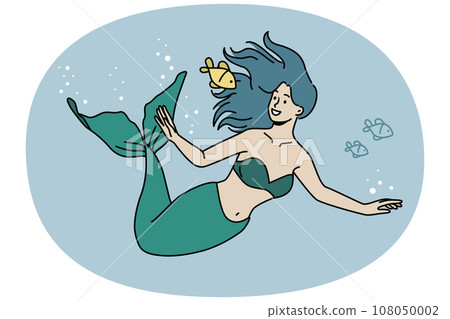 Mermaid swimming underwater Mermaid swimming underwater 108050002