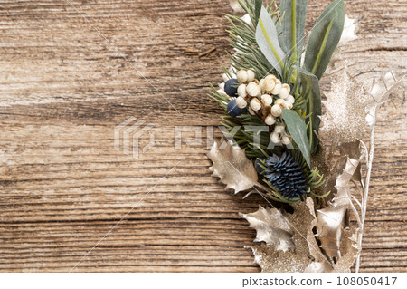 Cristmas decorations over gray background 108050417