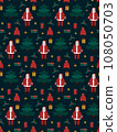 Christmas cute seamless pattern . A festive trees, Santa, winter decor and gifts. Can be used for fabric, textile, clothing, wallpapers or scrap booking. Vector illustration. 108050703