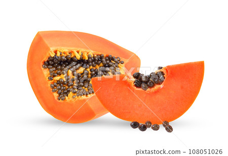 papaya slice on white background papaya slice on white background 108051026
