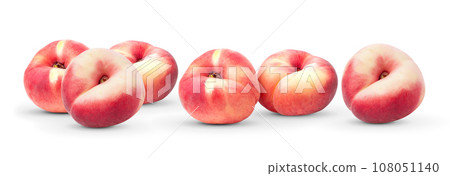flat donut peaches on white background flat donut peaches on white background 108051140