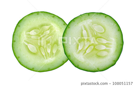 Fresh slice cucumber on white 108051157