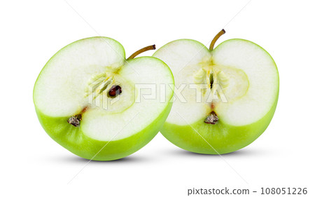 half green apple isolated on white half green apple isolated on white 108051226
