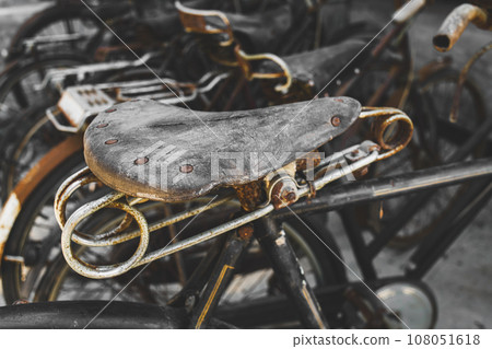 Old and dirty with rusty classic bicycle 108051618