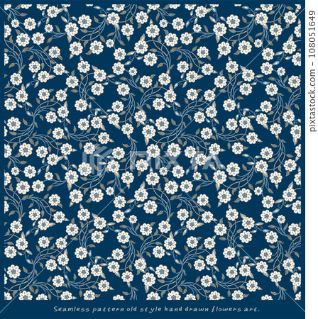 I Seamless pattern old style hand drawn flowers art 108051649