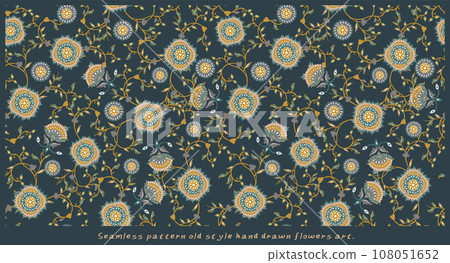 L Seamless pattern old style hand drawn flowers art L Seamless pattern old style hand drawn flowers art 108051652