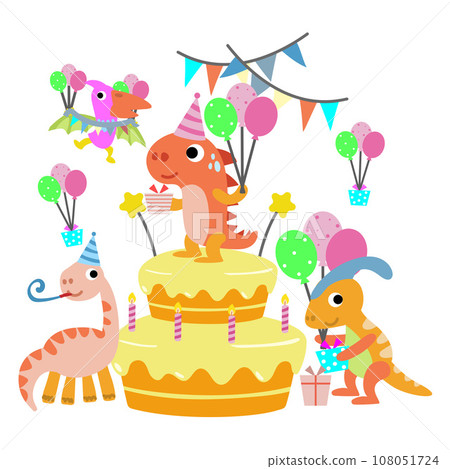 Happy Birthday Dinosaur party cake. happy dino clipart Happy Birthday Dinosaur party cake. happy dino clipart 108051724