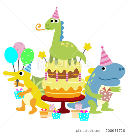 Happy Birthday Dinosaur party cake. happy dino clipart 108051728
