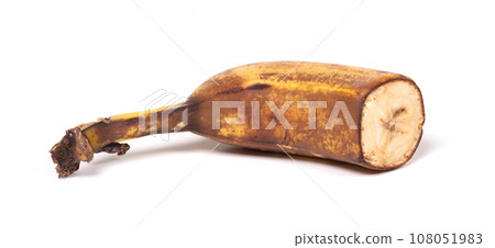 Old banana, cut in half, isolated on white Old banana, cut in half, isolated on white 108051983
