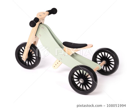 Wooden balance bicycle or run bike closeup Wooden balance bicycle or run bike closeup 108051994