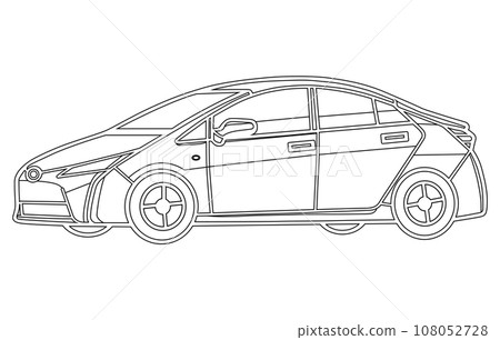 Prius cars vector illustration outline, Vector illustration of a popular hybrid car outline, Prius cars vector illustration outline, Vector illustration of a popular hybrid car outline, 108052728