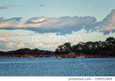 A view of the Matsushima coast in Miyagi Prefecture and Fukuura Bridge, one of Japan's three most scenic views 108052869