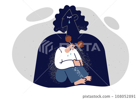 Teenage girl experiences stress after receiving psychological trauma from parents or mental disorder Teenage girl experiences stress after receiving psychological trauma from parents or mental disorder 108052891