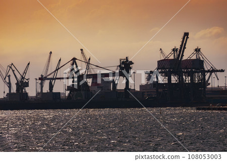 Port and industrial zone in Taranto, Apulia, Italy 108053003