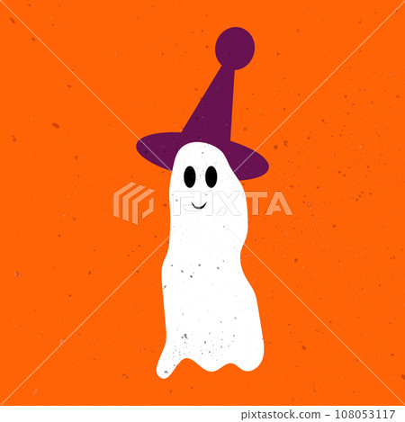 Little cute ghost. Cute ghost celebrate Halloween. Cute Ghost Vector Illustrations for Kids on Halloween 108053117