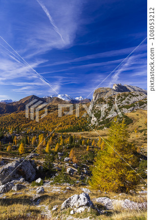Landscape near Livinallongo del Col di Lana and Valparola Pass, Dolomites Alps, South Tyrol, Italy Landscape near Livinallongo del Col di Lana and Valparola Pass, Dolomites Alps, South Tyrol, Italy 108053212