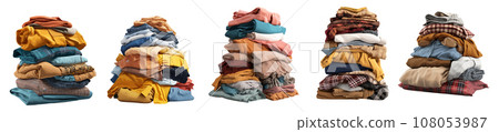Stack of clothes vector set isolated on white background Stack of clothes vector set isolated on white background 108053987