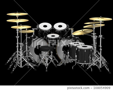 Double bass drum set_backward_black 108054909