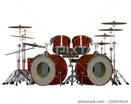Double bass drum set with transparent background_front_red Double bass drum set with transparent background_front_red 108054924