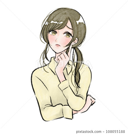 Illustration of a worried woman 108055188