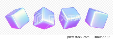 Realistic set of holographic 3D cubes 108055486