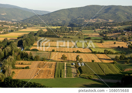 Beautiful yellow, green, blue Italian Landscape. Tuscany, Italy. High quality photo 108055688