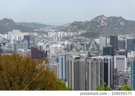 Smog pollution and Cityscape of Seoul capital of South Korea 108056575