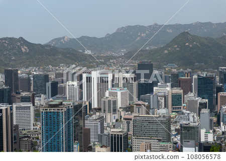Smog pollution and Cityscape of Seoul capital of South Korea 108056578