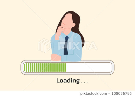 progress loading bar, illustration loading concept design with Business woman waiting on the download bar, Business Vector illustration. 108056795