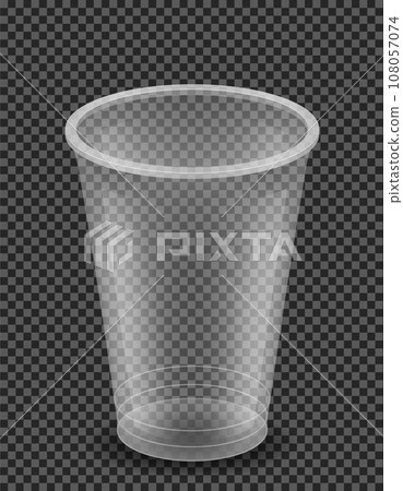 transparent clear disposable plastic cup vector illustration 108057074