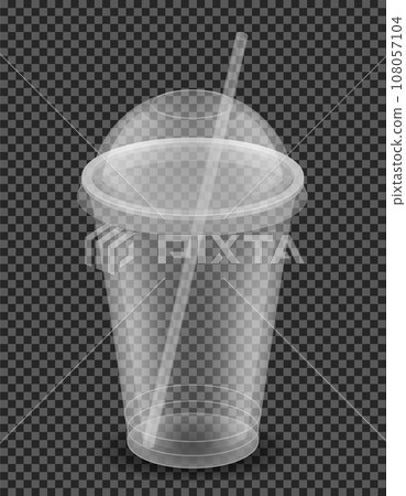 transparent clear disposable plastic cup vector illustration 108057104