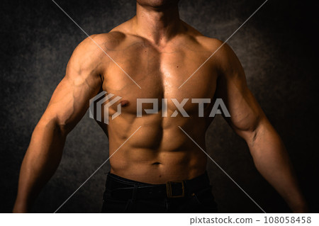 Muscularly trained male body Muscularly trained male body 108058458
