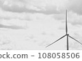 Wind power generation windmill gray scale [Photo location: Teshio Town, Hokkaido] September 108058506