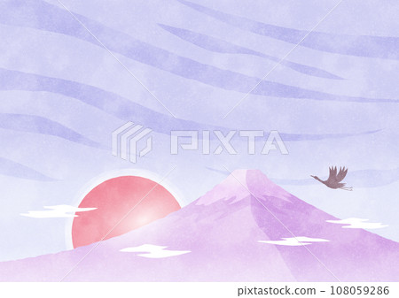 Mt. Fuji and the first sunrise background Japanese style natural watercolor landscape illustration Mt. Fuji and the first sunrise background Japanese style natural watercolor landscape illustration 108059286