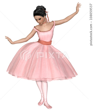 Young Asian Ballerina in a Pink Tutu, Dancing 108059537