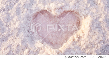Natural Pink Salt Crystal Flakes, Close-up Heart Shape 108059603