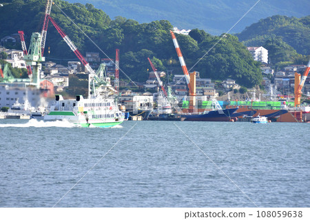 Scenery of a jetfoil bound for Goto departing from Nagasaki Port Terminal in Nagasaki Prefecture (September 2022) 108059638