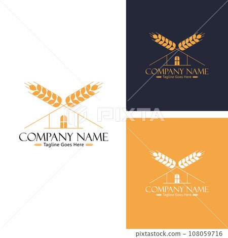 Wheat field organic wheat harvest nature logo concept, success farming icon logo vector design template 108059716