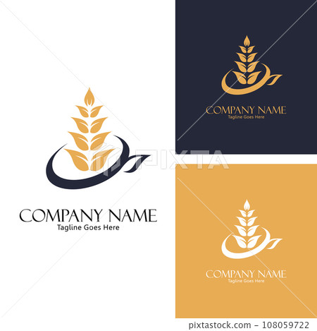 Wheat field organic wheat harvest nature logo concept, success farming icon logo vector design template 108059722